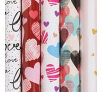 Мелованная упаковочная бумага ЗОЛОТАЯ СКАЗКА Love 70х100 см, 5 дизайнов, 70 г/м2 591595