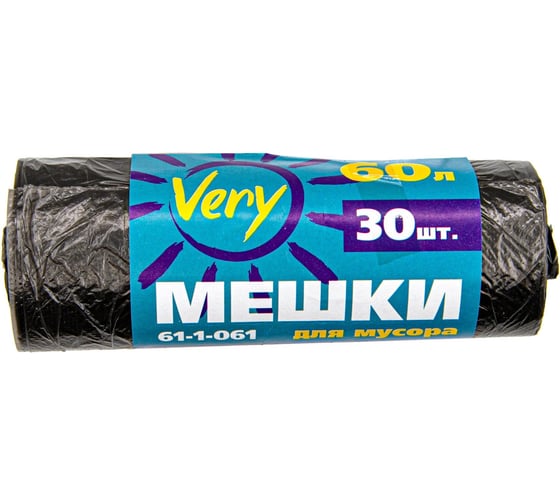 Мешки для мусора 30 шт, 60 л, 7 мкм, ПНД, черные РемоКолор 61-1-061