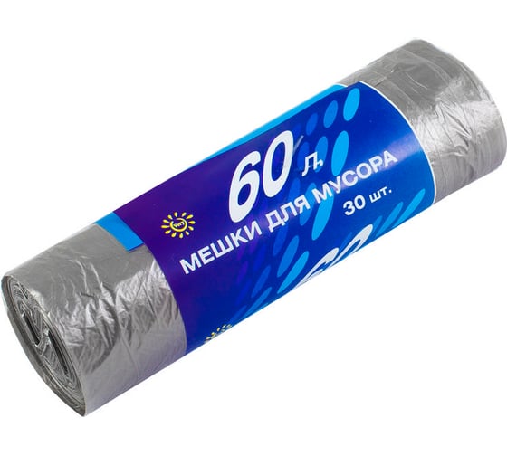 Мешки для мусора 30 шт, 60 л, 7 мкм, ПНД, черные РемоКолор 61-1-061