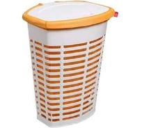 Корзина для белья с крышкой PRIMANOVA белый, с оранжевым чехлом, 47х36х60 см, объем 50 л M-E44-01-08