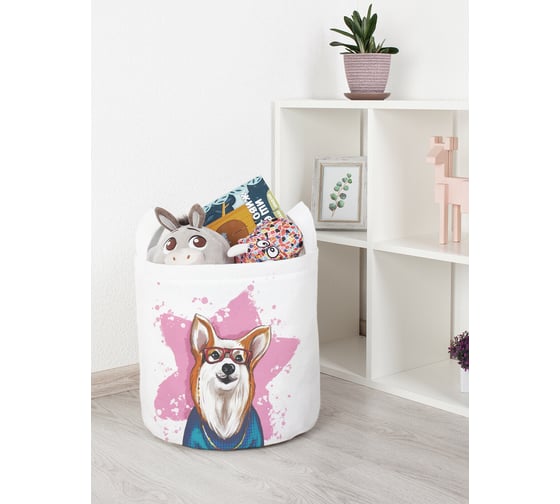 Корзина для игрушек JoyArty "Стильный корги" 35x35 см  toba_385294_S