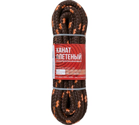 Полипропиленовый плетеный канат ЛАНЕКС-КАНАТ LANEX, 16 мм, 16 прядей, с сердечником, 5 м 4673737818093