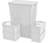 Набор корзин для хранения Violet Лофт 5.3: 50 л, 5.3 л - 4 шт., белый N-Loft/50-205-06
