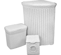 Набор корзин для хранения Violet Ротанг 3х 60 л, 10 л, 3 л, белый N-Rotang/3-008-06