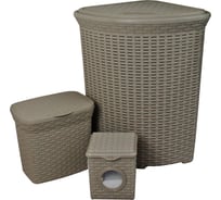 Набор корзин для хранения Violet Ротанг 3х 60 л, 10 л, 3 л, латте N-Rotang/3-008-20