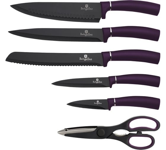 Набор ножей BerlingerHaus Purple Metallic Line на подставке, 7 предметов 2584-BH