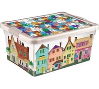 Универсальный ящик Пластишка с аппликацией 335х240х155 мм, 8л Бежевый 431301207