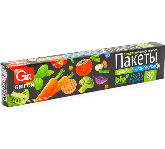 Пакеты GRIFON хранение и заморозка 5 л, 80 шт в рулоне 101-045/1 1