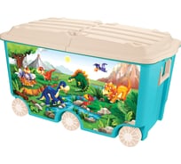 Ящик для игрушек на колесах Пластишка с декором, 66.5 л, 685х395х385 мм, голубой 431385102