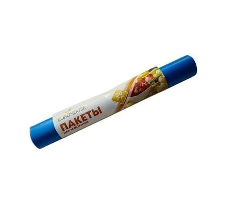 Пакеты для заморозки EUROHOUSE 25x35 см, 3 литра, 15 мкм, 30 шт в рулоне, синие 15460