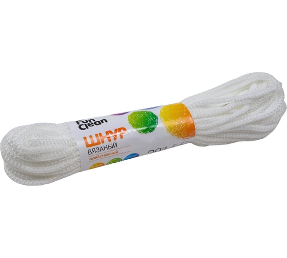 Вязаный шнур Fun Clean полипропиленовый, 4 мм, 20 м, белый 12464 1