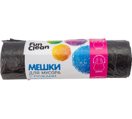 Мешки для мусора "Особо прочные" 35 л, 30 шт, черные, с ручками, ролик Fun Clean 7499