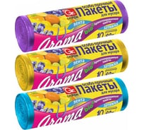 Пакеты для мусора с завязками 60 л, 10 шт в рулоне, 3 шт в упаковке GRIFON 101-085_3