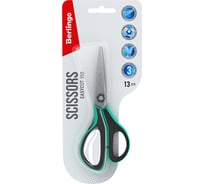 Ножницы Berlingo Easycut 350 13 см, бирюзовые, эргономичные ручки, мягкие вставки, европодвес DNn_13035_b