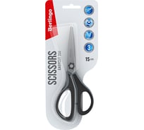 Ножницы Berlingo Easycut 350 15 см, серые, эргономичные ручки, мягкие вставки, европодвес DNn_15035_c