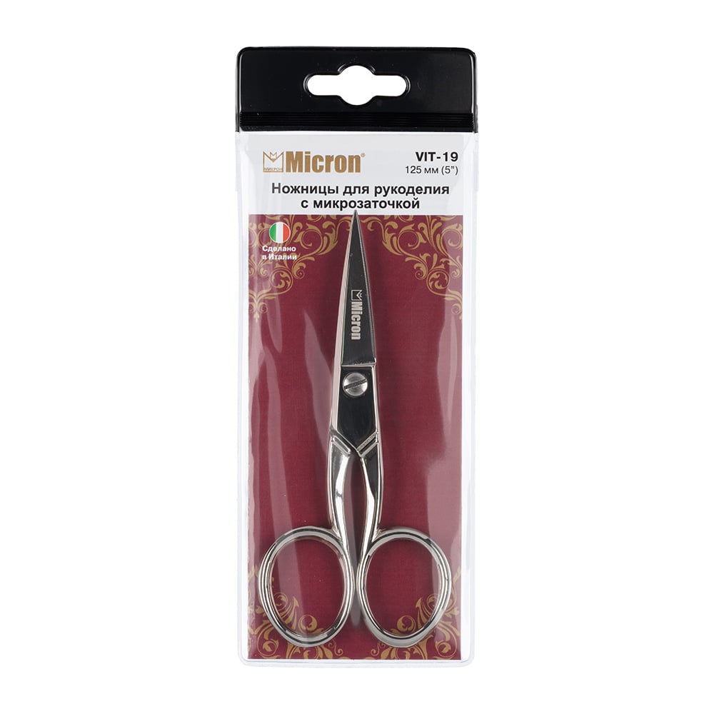 Ножницы Micron VIT-19 для рукоделия, в чехле, 125 мм, с микрозаточкой ...