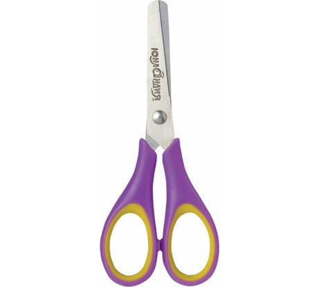 Ножницы для правши ЮНЛАНДИЯ ВОЗДУШНЫЙ ЗМЕЙ, 120 мм, резиновые вставки, фиолетово-желтые 236856