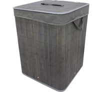 Бамбуковая корзина с ручками по бокам и откидной крышкой Рыжий кот BLB-08-G 35х35х50 см, серый 104492
