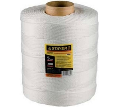Шнур полипропиленовый "MASTER" с сердечником (белый; d=5 мм; 700 м) на катушке STAYER 50410-05-700