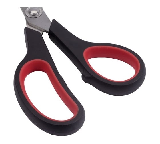 Ножницы ОФИСМАГ Soft Grip 190 мм, резиновые вставки, черно-красные, 3-х сторонняя заточка 236456