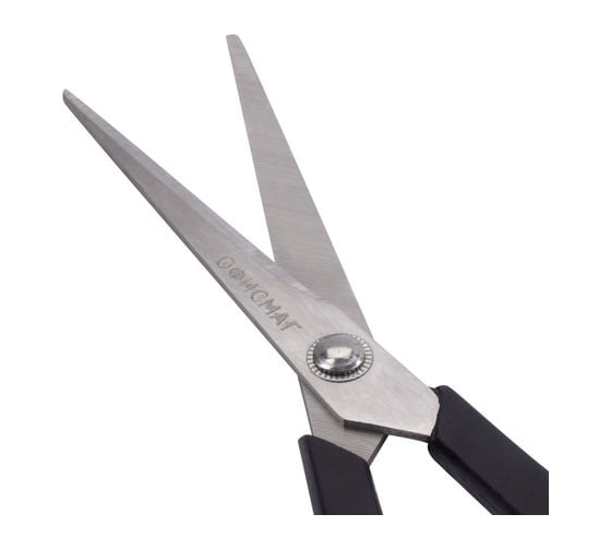 Ножницы ОФИСМАГ Soft Grip 165 мм, резиновые вставки, черно-красные, 3-х сторонняя заточка 236455