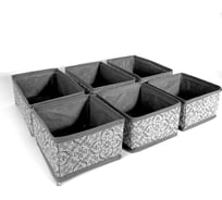 Набор коробов 6 шт. ГЕЛЕОС грей, серый, 3 шт. 13x13x8 см, 3 шт. 13x19x8 см ГРЕ-222