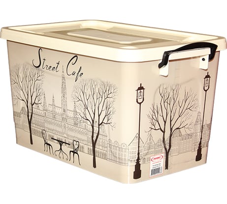 Контейнер для хранения Росспласт Уличное Кафе 35 л слоновая кость 533707