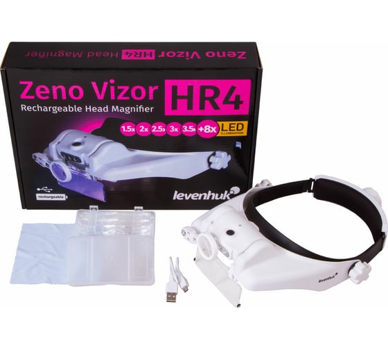 Налобная лупа Levenhuk с аккумулятором Zeno Vizor HR4 72614