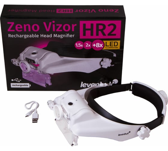 Налобная лупа Levenhuk с аккумулятором Zeno Vizor HR2 72613