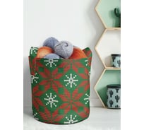 Декоративная корзина-кашпо JOYARTY войлок, с принтами "вязаные снежинки", 19 л planta_419888_5