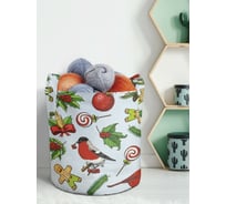 Декоративная корзина-кашпо JOYARTY войлок, с принтами "новогодние птицы", 19 л planta_419882_5