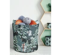 Декоративная корзина-кашпо JOYARTY войлок, с принтами "зайчик в зимней сказке", 19 л planta_419845_5