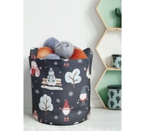 Декоративная корзина-кашпо JOYARTY войлок, с принтами "снеговик в шапочке", 19 л planta_419832_5