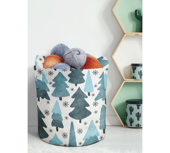 Декоративная корзина-кашпо JOYARTY войлок, с принтами "зима в лесу", 19 л planta_419839_5 1