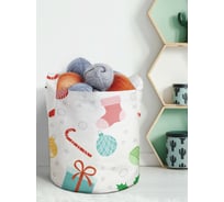 Декоративная корзина-кашпо JOYARTY войлок, с принтами "санта в снегу", 19 л planta_419820_5