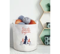 Декоративная корзина-кашпо JOYARTY войлок, с принтами "снег в лесу", 19 л planta_419813_5