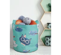 Декоративная корзина-кашпо JOYARTY войлок, с принтами "праздничные коты", 19 л planta_419818_5