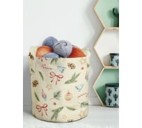 Декоративная корзина-кашпо JOYARTY войлок, с принтами "новогодние украшения", 19 л planta_380858_5