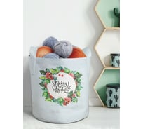 Декоративная корзина-кашпо JOYARTY войлок, с принтами "омела на рождество", 19 л planta_380826_5