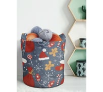 Декоративная корзина-кашпо JOYARTY войлок, с принтами "мешок подарков", 27 л planta_419878_7