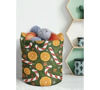 Декоративная корзина-кашпо JOYARTY войлок, с принтами "апельсины и карамельные трости", 27 л planta_419875_7