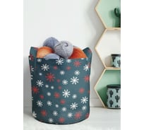 Декоративная корзина-кашпо JOYARTY войлок, с принтами "снежинки на синем фоне", 27 л planta_419865_7
