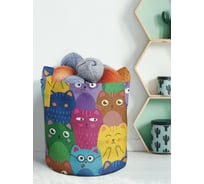 Декоративная корзина-кашпо JOYARTY войлок, с принтами "яркие цветные коты", 27 л planta_413272_7