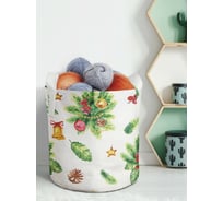 Декоративная корзина-кашпо JOYARTY войлок, с принтами "букет с омелой", 27 л planta_380860_7