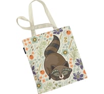 Сумка шоппер JOYARTY "милый енот", ткань под лен, 35x37x7 см bsh_75035