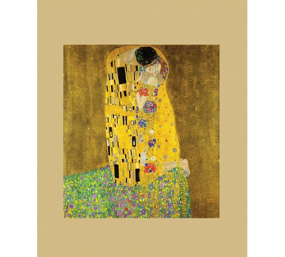 Сумка шоппер JOYARTY "густав климт поцелуй", ткань под лен, 35x37x7 см bsh_4889