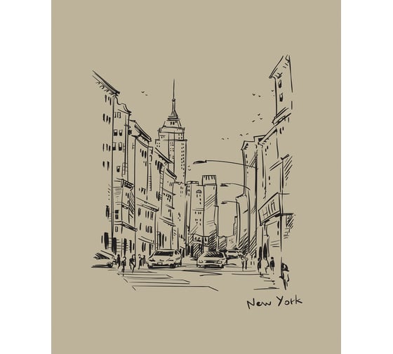Сумка шоппер JOYARTY "графический нью-йорк", ткань под лен, 35x37x7 см bsh_221412