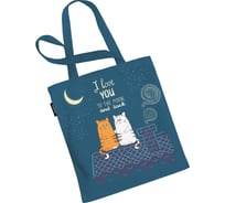 Сумка шоппер JOYARTY "влюбленные коты на крыше", ткань под лен, 35x37x7 см bsh_46218