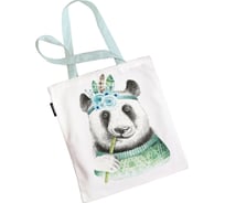 Сумка шоппер JOYARTY "крутышка панда", ткань под лен, 35x37x7 см bsh_72756