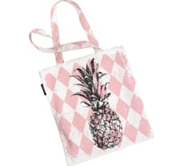 Сумка шоппер JOYARTY "ананасовый аргайл", ткань под лен, 35x37x7 см bsh_26042